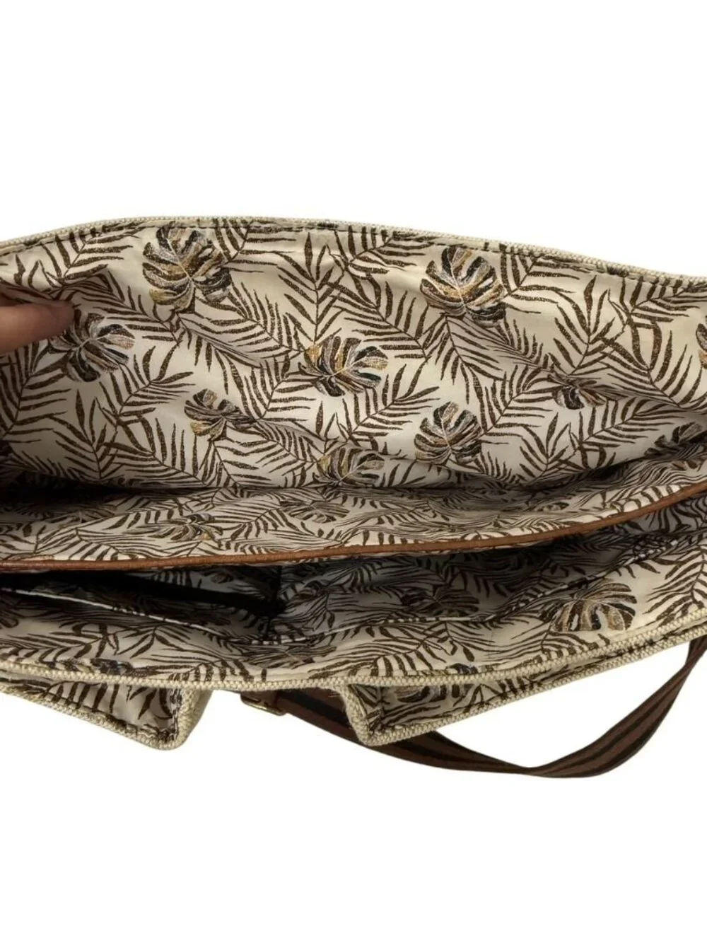 Fossil Men's Greenville Messenger Bag Canvas Cowhide Leather Travel Classic